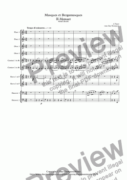 page one of Faure: Masques et Bergamasques Op.112 Mvt. II.Menuet - wind dectet