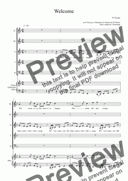 page one of Welcome - SSATB - choir choral composition