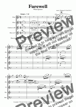 page one of Farewell - Sad Ballad - Wind Quintet 