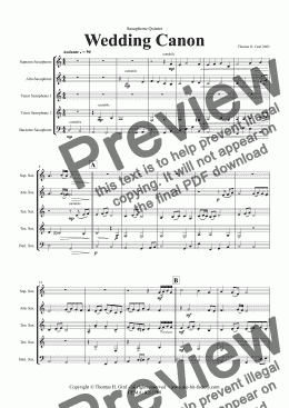 page one of Wedding Canon - Festive Concert Piece - Saxophone Quintet 