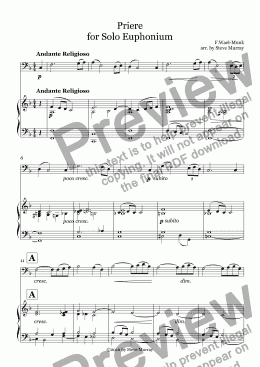 page one of Priere for Solo Euphonium