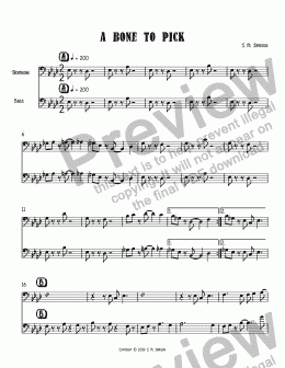 page one of A Bone to Pick (trombone/bass duet)