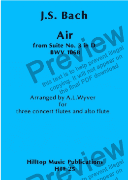 page one of Air from Suite No. 3 in D arr. three concert flutes and alto flute