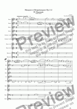 page one of Fauré: Masques et Bergamasques Op.112 IV. Pastorale - wind dectet