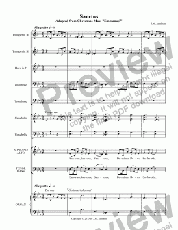 page one of Sanctus (Christmas Mass "Emmanuel") (full score with handbells)