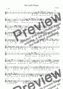 page one of The Lord’s Prayer (original hymn song adapted for children) - leadsheet version