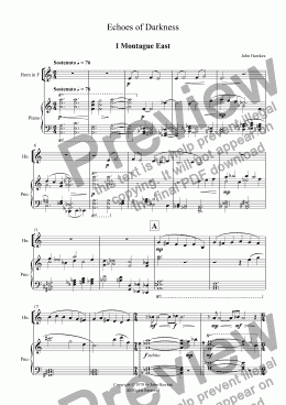 page one of Echoes of Darkness for French Horn and Piano