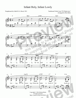page one of Infant Holy, Infant Lowly - Christmas Carol / Hymn Piano Solo