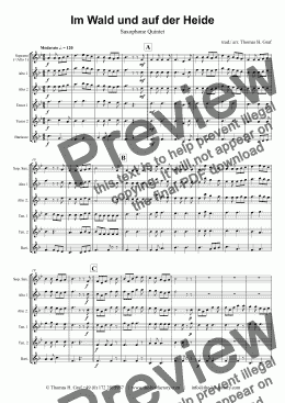 page one of Im Wald und auf der Heide - German March/Octoberfest - Saxophone Quintet