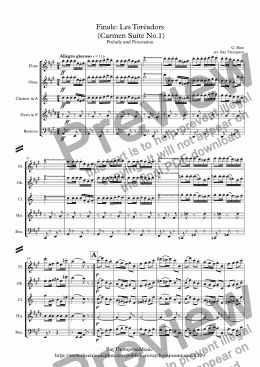 page one of Bizet: Finale: Les Toréadors (Carmen Suite No.1) - wind quintet