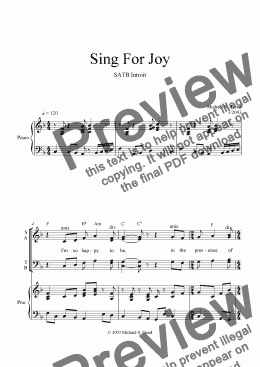 page one of Sing For Joy