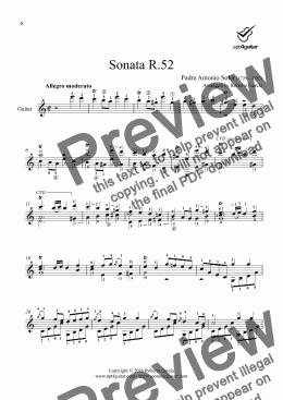 page one of Sonata R.52 for solo guitar