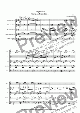 page one of Bizet: Séquedille (Seguidilla)(Carmen Suite No.1) - clarinet quintet