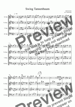 page one of Swing Tannenbaum (O Christmas Tree) arr for Recorder Christmas Quartet