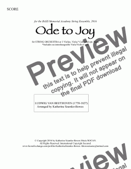 page one of Ode to Joy (String Orchestra/Ensemble with optional piano)