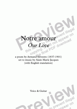 page one of Notre amour (A. Jacques / A. Silvestre) - bilingual