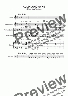 page one of AULD LANG SYNE - Disco Jazz Version