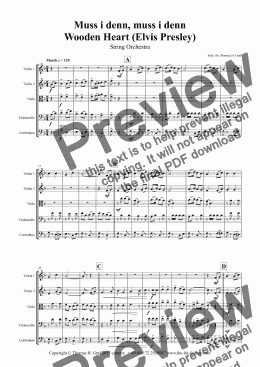 page one of Muss i denn, muss i denn, zum Städele hinaus - Wooden Heart (Elvis Presley) - String Orchestra
