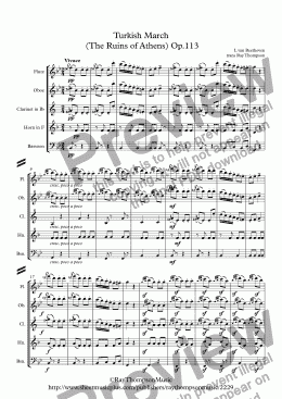 page one of Beethoven: Turkish March (The Ruins of Athens) Op.113 - wind quintet