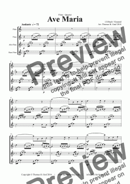 page one of Ave Maria - Bach/Gounot - Flute Quartet