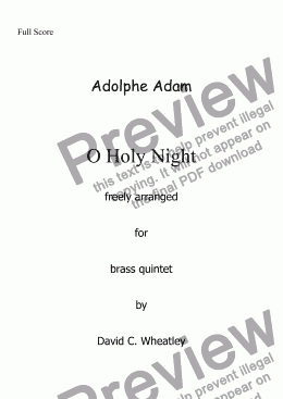 page one of O Holy Night! (Adolphe Adam) for brass quintet