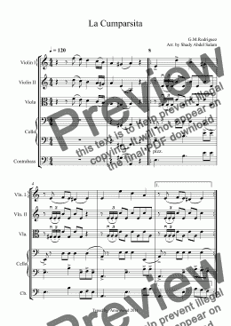 page one of La Cumparsita (arranged for String Orchestra)