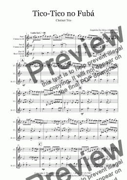 page one of Tico-Tico no Fubá - Choro - Clarinet Trio