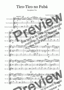 page one of Tico-Tico no Fubá - Choro - Saxophone Trio