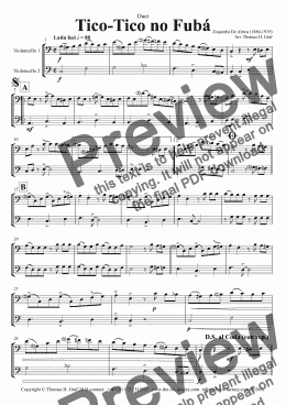 page one of Tico-Tico no Fubá - Choro - Duet Cello