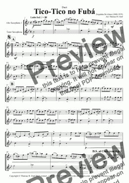 page one of Tico-Tico no Fubá - Choro - Duet Saxophone