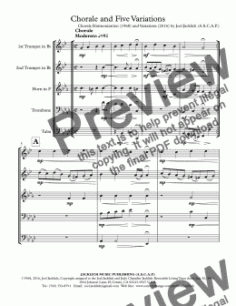 page one of Chorale and Five Variations for Brass Quintet