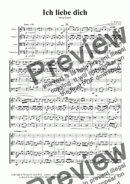 page one of Ich liebe dich - Beethoven goes Polka - String Quartet