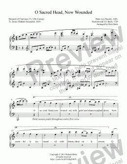 page one of O Sacred Head, Now Wounded - Lent / Easter / Communion Hymn Piano Solo