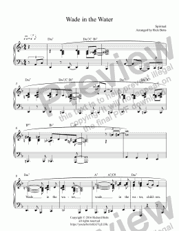 page one of Wade in the Water - Gospel Hymn Spiritual Piano Solo