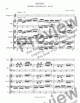 page one of Haven Trumpet concerto
