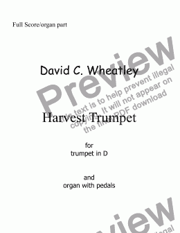 page one of Harvest Trumpet for D trumpet and organ by David Wheatley