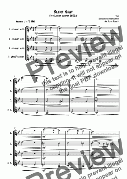 page one of Jazzy Silent Night - Clarinet Quartet SSSS/B