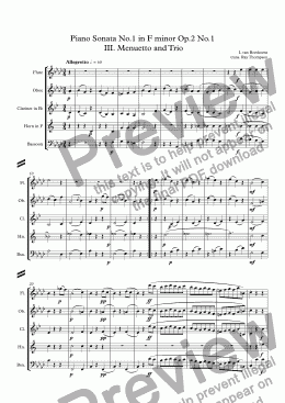 page one of Piano Sonata No.1 in F minor Op.2 No.1  III. Menuetto and Trio