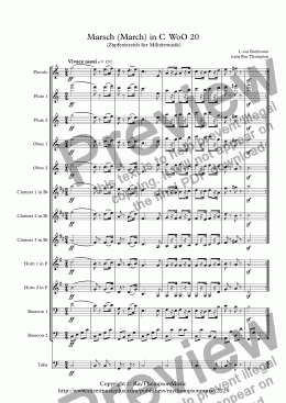 page one of Beethoven: Marsch (Military March) in C  (Zapfenstreich fur Militårmusik)  WoO 20 - wind dectet