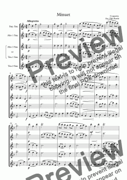 page one of Minuet in D - Couperin