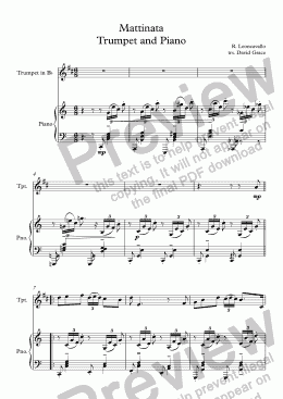 page one of Mattinata Trumpet and Piano