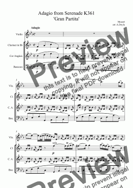 page one of Adagio from Serenade K361 'Gran Partita'