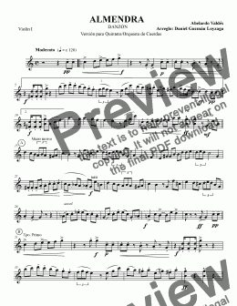 page one of Almendra String Orchestra - Violin I