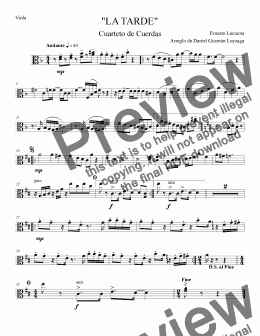 page one of La Tarde - Cuarteto de Cuerda - Viola