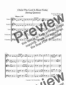 page one of Christ The Lord Is Risen Today (String Quintet) - Score and parts
