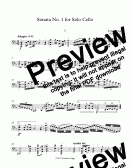 page one of Sonata No 1 for Solo Cello - Full Score