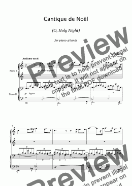 page one of A. Adam - Cantique de Noël  (O, Holy Night) - piano 4 hands