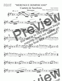 page one of Merengue Dominicano Sax Quartet - Alto Sax (Def.Sop.Sax)