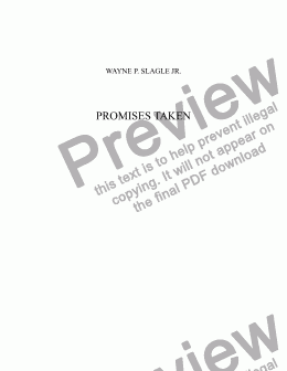 page one of PROMISES TAKEN