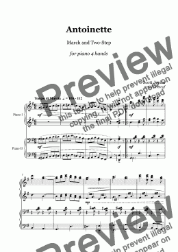 page one of Joplin - ANTOINETTE - piano 4 hands